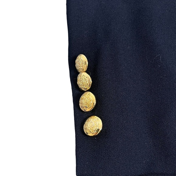 Lauren Ralph Lauren Blazer Womens 12 Navy Blue Wool Crest Gold Button Preppy - Picture 4 of 7